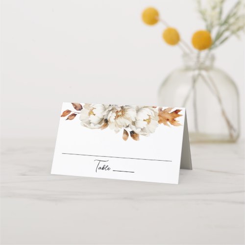 Enchanted Autumn Rustic Blooms Floral Place Card