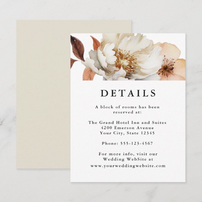 Enchanted Autumn Rustic Botanical Details Enclosure Card (Front/Back)