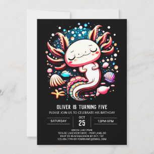 Enchanted Axolotl Elegant Birthday Celebration Invitation