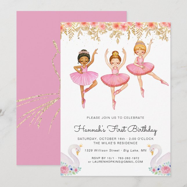 Enchanted Ballerina Birthday Invitation (Front/Back)