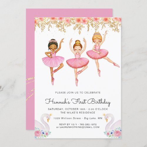 Enchanted Ballerina Birthday Invitation