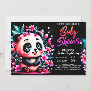Enchanted Bamboo Panda Bliss Girl Baby Shower Invitation