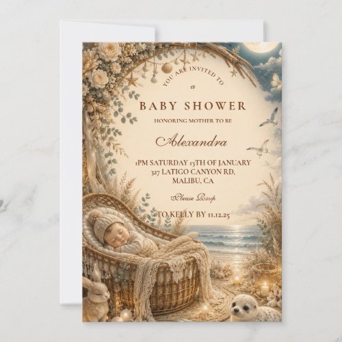Enchanted Beach Boho Baby Shower Invitation