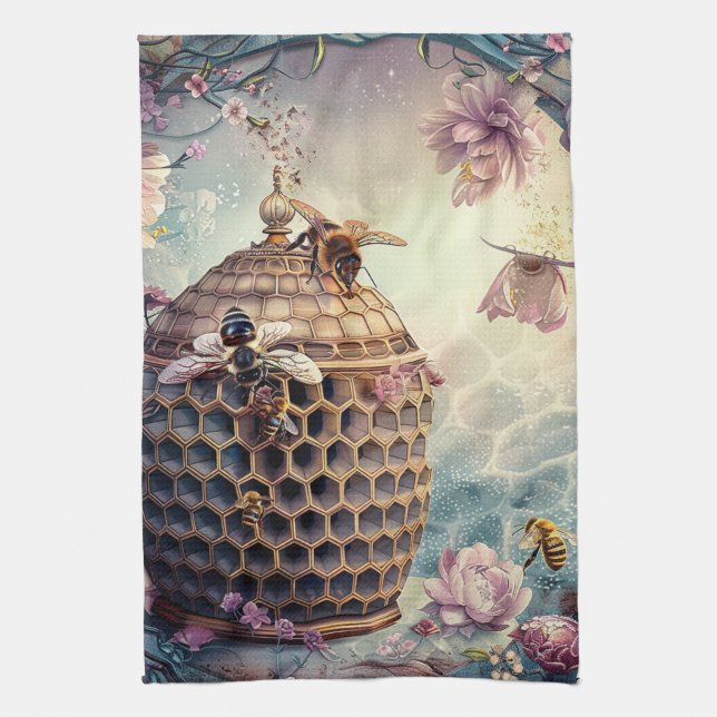 Enchanted Bee Garden Fantasy (10) Kitchen Towel (Vertical)