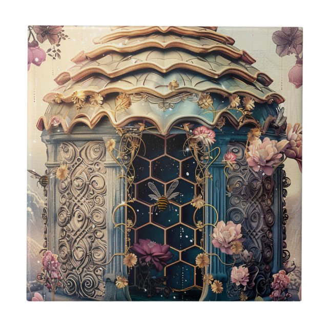 Enchanted Bee Garden Fantasy (3) Ceramic Tile (Front)
