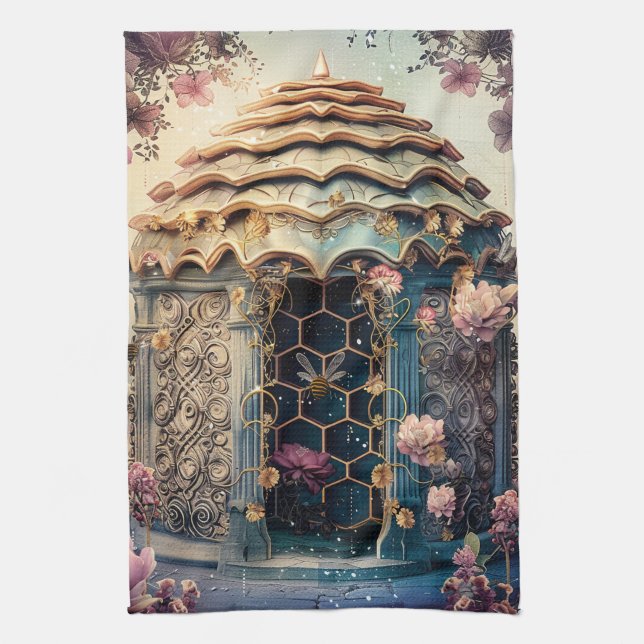 Enchanted Bee Garden Fantasy (3) Kitchen Towel (Vertical)
