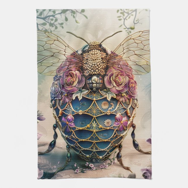 Enchanted Bee Garden Fantasy (4) Kitchen Towel (Vertical)