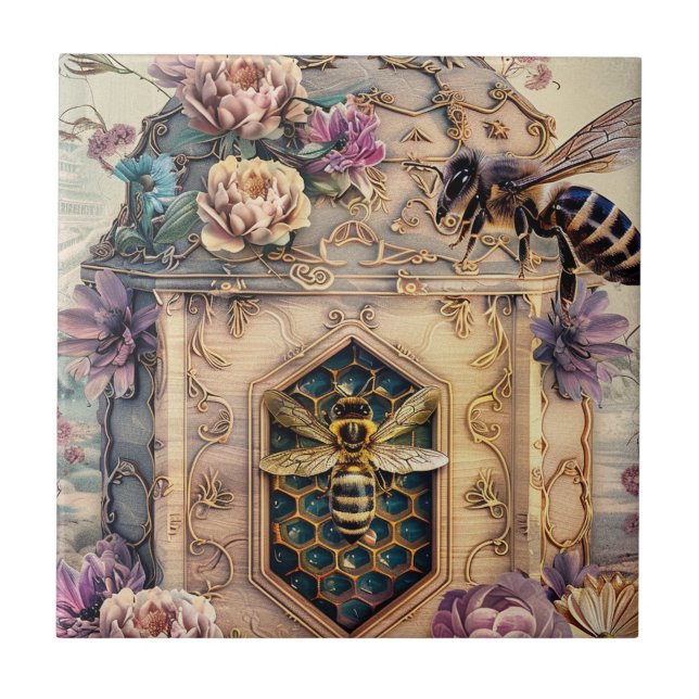 Enchanted Bee Garden Fantasy (5) Ceramic Tile (Front)