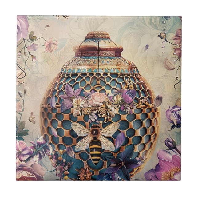 Enchanted Bee Garden Fantasy (6) Ceramic Tile (Front)