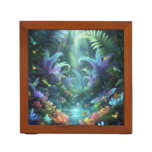 Enchanted Bioluminescent Forest Magical Jungle Desk Organizer