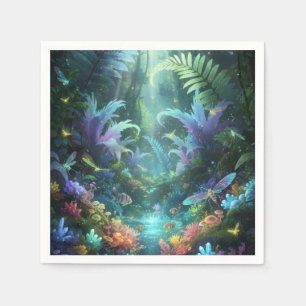 Enchanted Bioluminescent Forest Magical Jungle Napkins