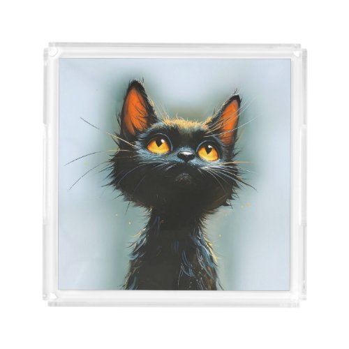 Enchanted Black Cat Acrylic Tray