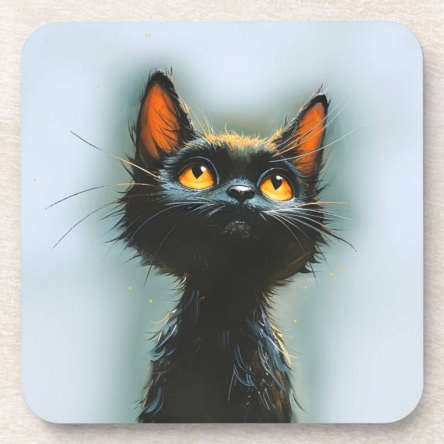 Enchanted Black Cat Beverage Coaster (Front)