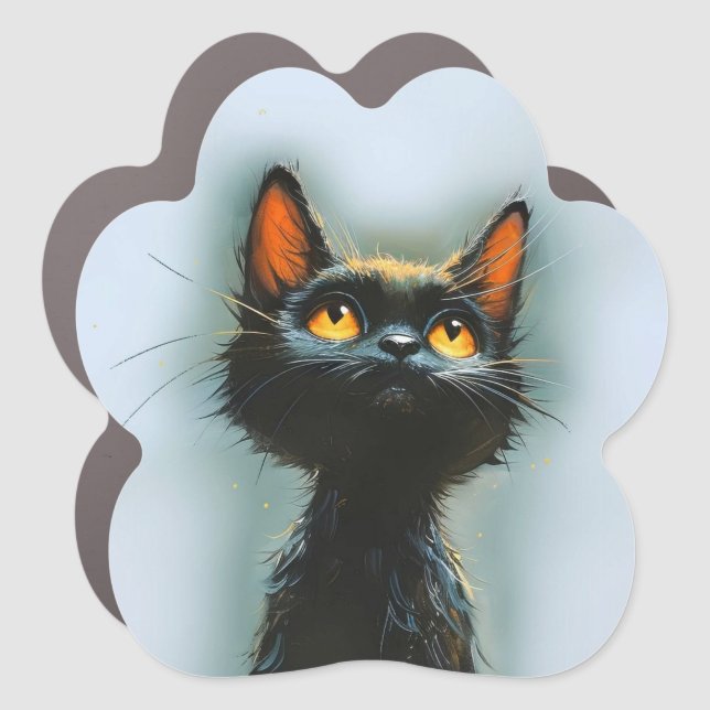 Enchanted Black Cat Car Magnet (Front)