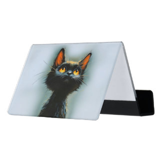 Enchanted Black Cat Desk Business Card Holder