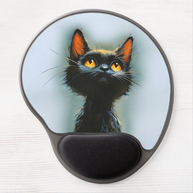 Enchanted Black Cat Gel Mouse Pad (Front)