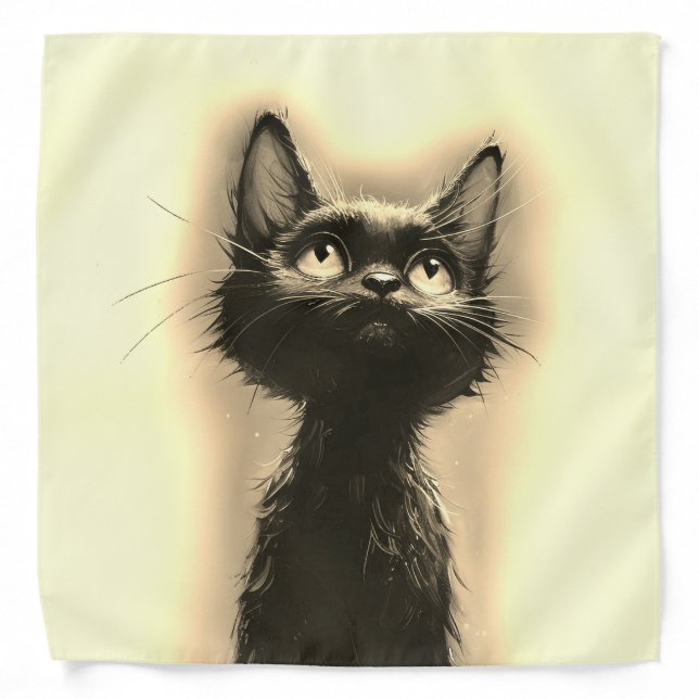Enchanted Black Cat Golden Bandana (Front)