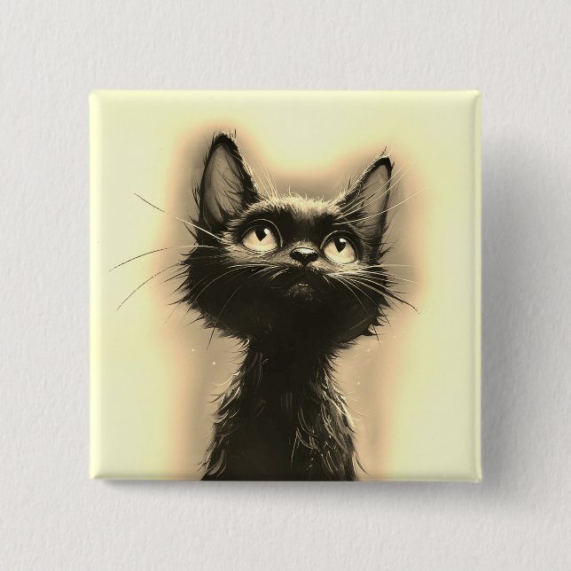 Enchanted Black Cat Golden Button (Front)