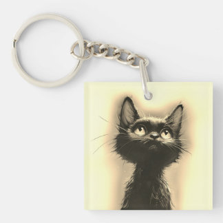 Enchanted Black Cat Golden Keychain