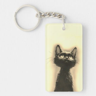 Enchanted Black Cat Golden Keychain