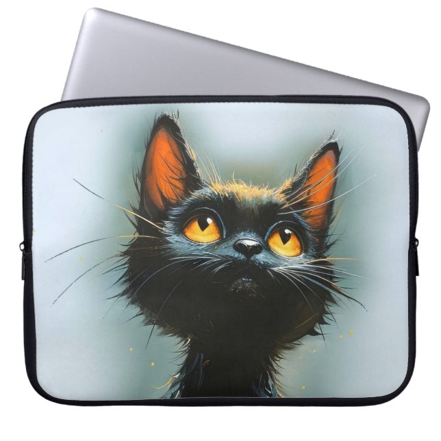 Enchanted Black Cat Laptop Sleeve (Front)