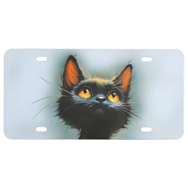 Enchanted Black Cat License Plate (Front)
