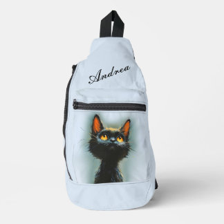 Enchanted Black Cat Name Sling Bag