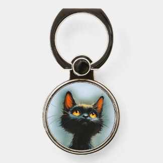 Enchanted Black Cat Phone Ring Stand