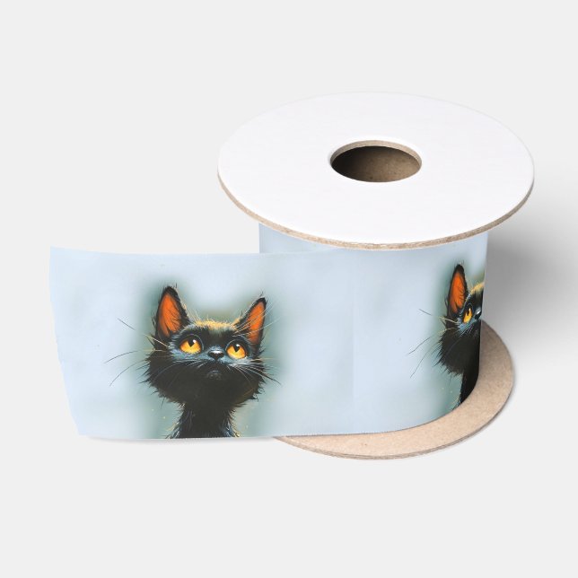 Enchanted Black Cat Satin Ribbon (Spool)