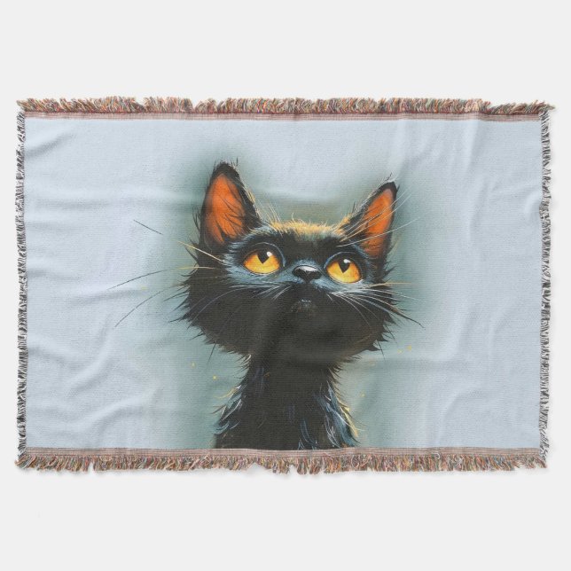Enchanted Black Cat Throw Blanket (Front)
