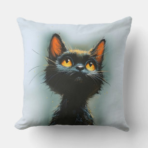 Enchanted Black Cat Throw Pillow