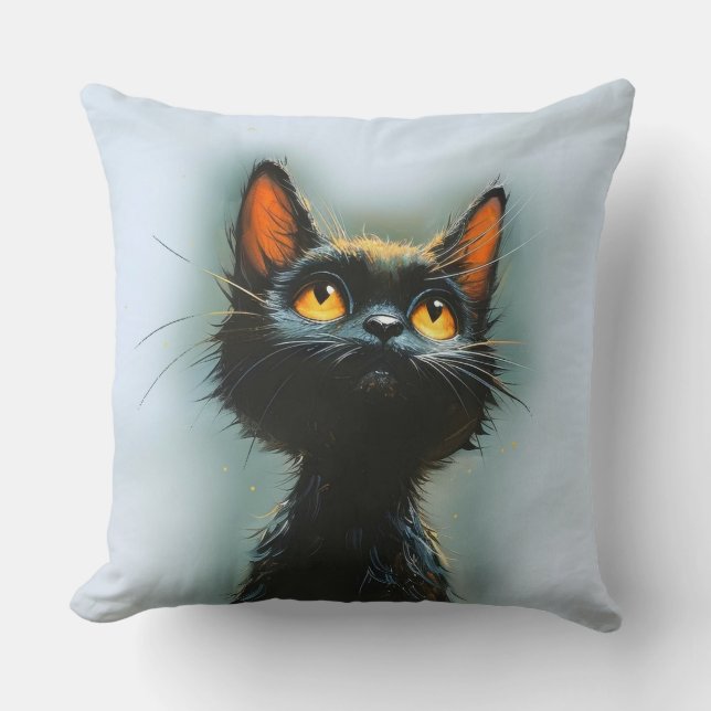 Enchanted Black Cat Throw Pillow (Front)