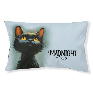 Enchanted Black Cat with Pets Name Pet Bed