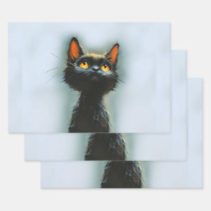 Enchanted Black Cat Wrapping Paper Sheets