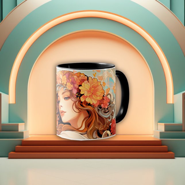 Enchanted Bloom Art Nouveau Woman Mug (Creator Uploaded)