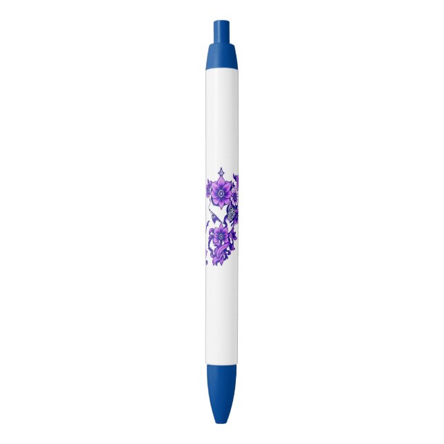  Enchanted Bloom – Mystical Floral Skull Pen (Front Vertical)
