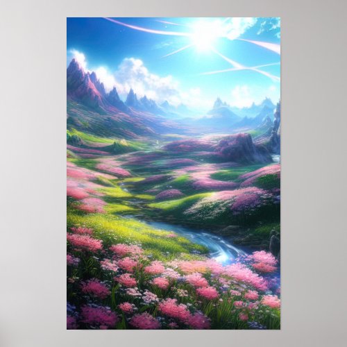 Enchanted Blooms A Magical Valley Poster