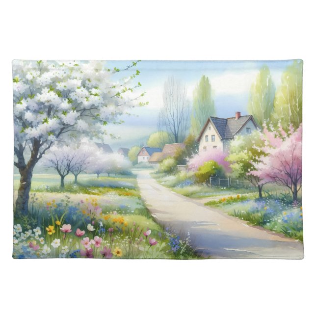 Enchanted Blossom Country Lane Cloth Placemat (Front)