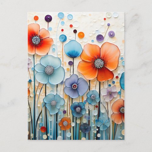 Enchanted Blossoming Meadow Wildflowers Holiday Postcard