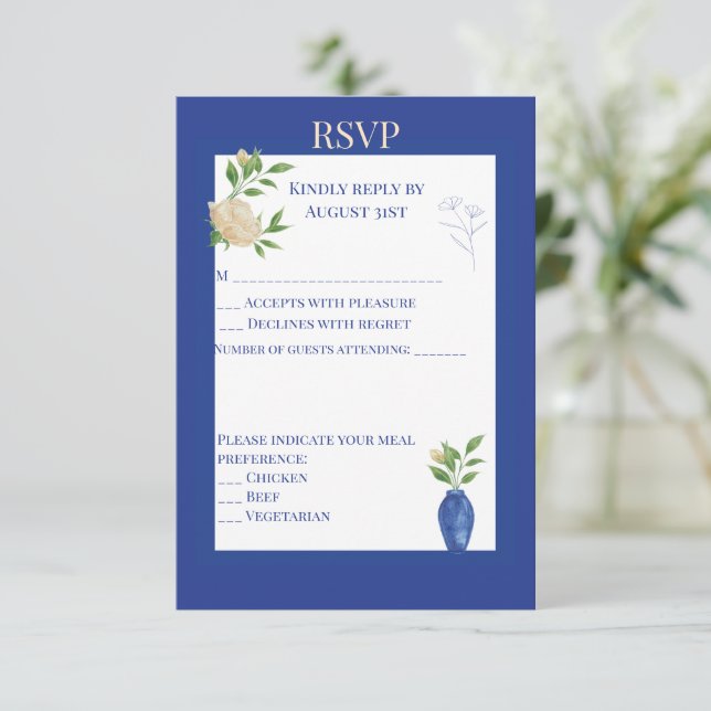 Enchanted Blue Garden RSVP Card (Standing Front)