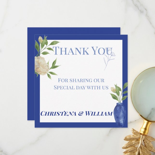Enchanted Blue Garden Thank You Card (Front/Back In Situ)
