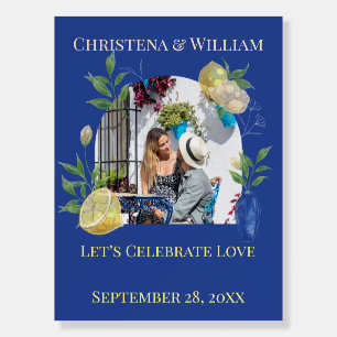 Enchanted Blue Lemon Blossom Photo Wedding Welcome Foam Board