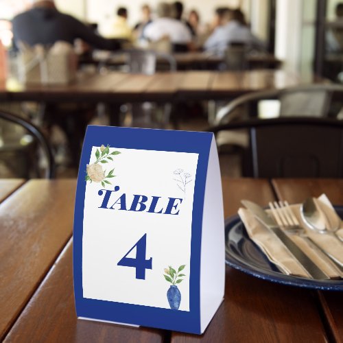 Enchanted Blue Lemon Blossom Wedding Paper Table Tent