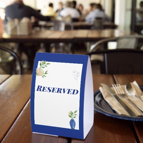 Enchanted Blue Lemon Blossom Wedding Reserved Paper Table Tent