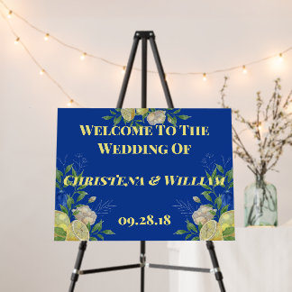 Enchanted Blue Lemon Blossom Wedding Signage Foam Board