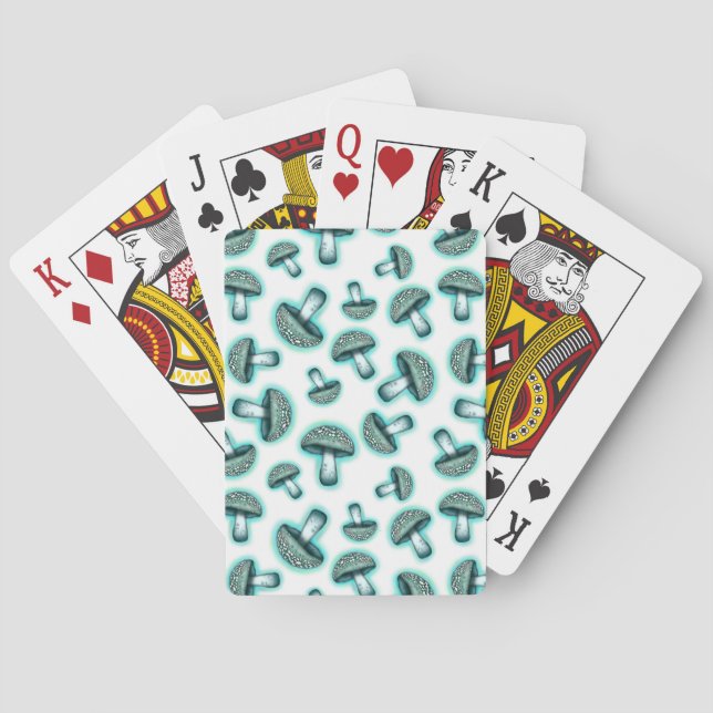 Enchanted Blue Mushrooms - White Playing Cards (Back)