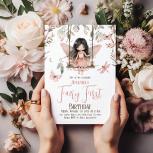Enchanted Blush Pink Fairy First 1st Birthday Invitation