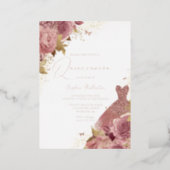 Enchanted Blush with Real Rose Gold Quinceanera Foil Invitation (Standing Front)