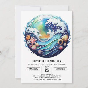 Enchanted Boho Waves Kids Birthday Invitation