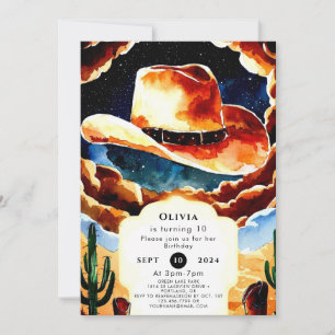 Enchanted Boots Cowboy Birthday Invitation